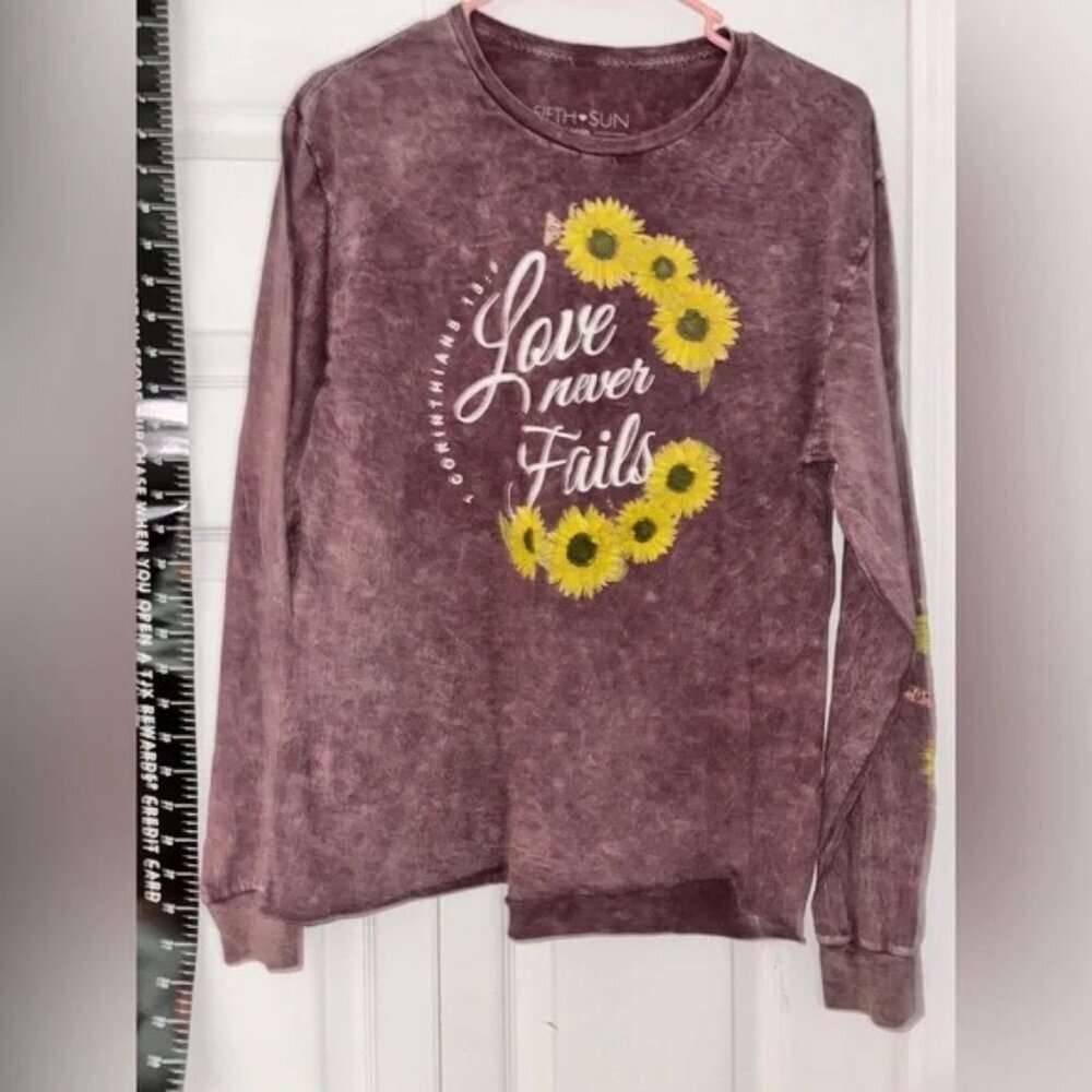 Love Never Fails Sunflower Long Sleeve Shirt in Fifth Sun Tie Dye Floral Large